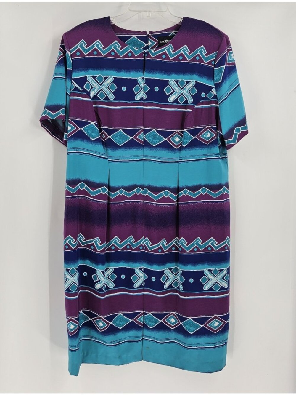 Vintage Sag Harbor Woman Size 20W Aztec Geometric Print Sheath Dress